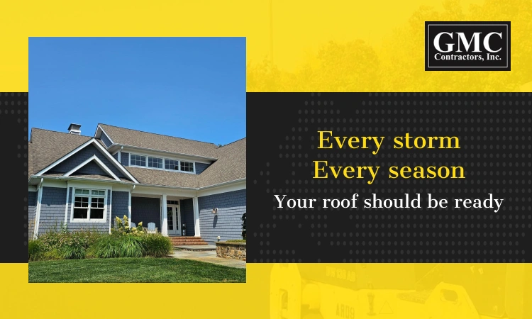 GMC Contractors team completing a professional roof replacement in Maryland.